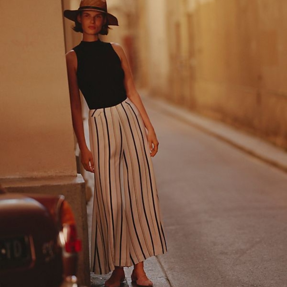 anthropologie wide leg striped pants